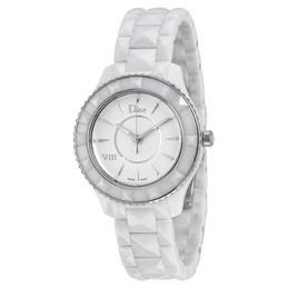 VIII Silver Opaline Dial White Ceramic Ladies Watch