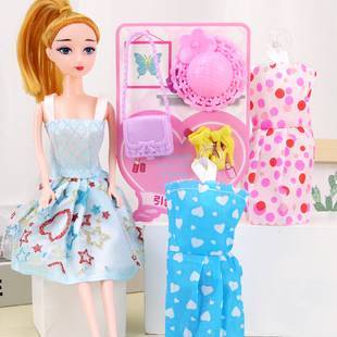 45仿真换装黛蓝芭比洋娃娃精致公主女孩玩具单个仿真布儿童H