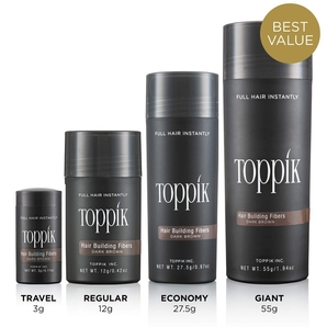 Top sellers Order Toppik Hair Building Fibers hair volume powder in 4 sizes Travel 3g Regular 12g Economy 27.5g Giant 55g