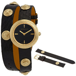Medusa Stud Icon Quartz Black Dial Ladies Watch