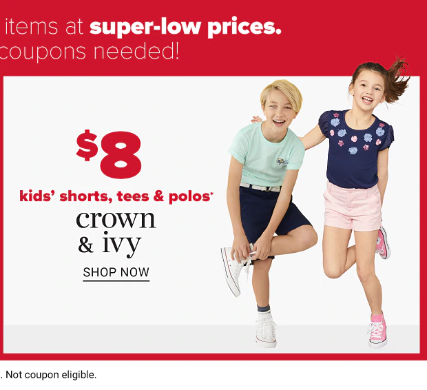 $8 kids' shorts, tees & polos. Shop now.